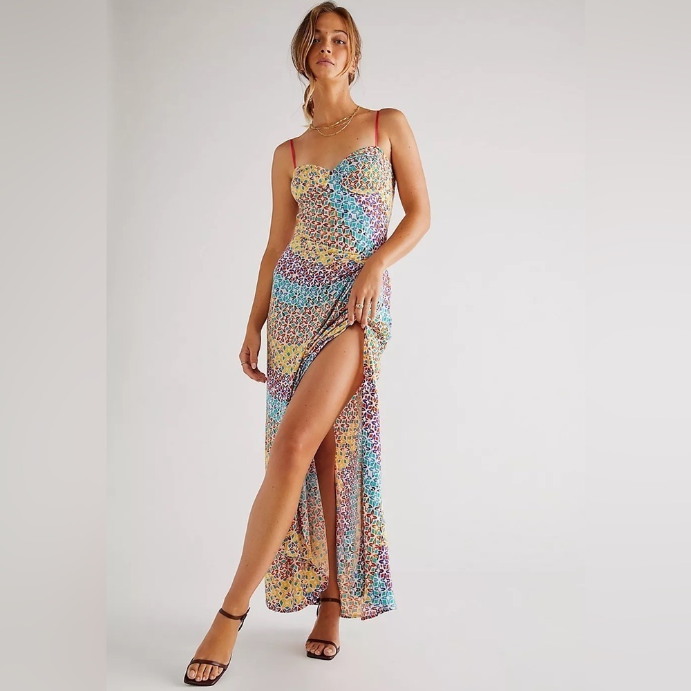 NWT Free People Kaleidoscope Dreams Midi Dress - Size Large